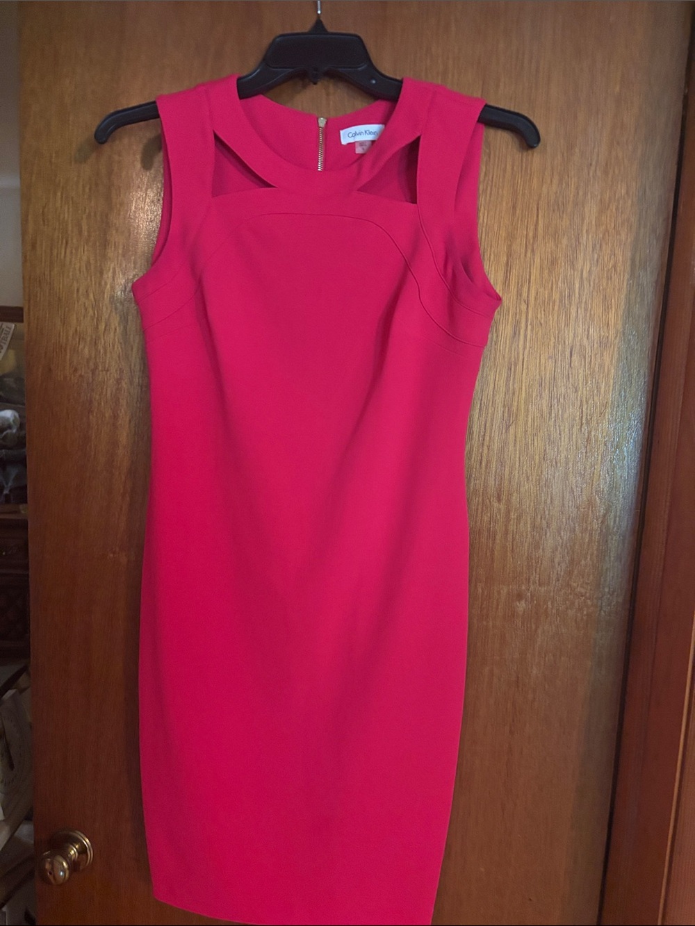 Calvin Klein Midi Sheath Dress with Cutout Neckline